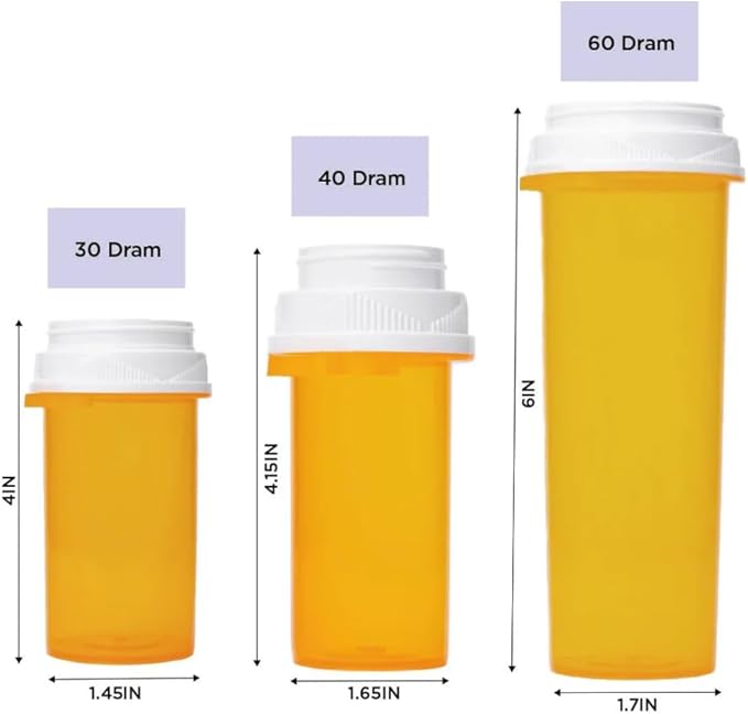 60 Dram Large Size Push Down and Turn Vials for Pharmacy – 115 Pcs Empty Pill Bottles, Pill Bottles with Reversible Caps, Mini Pill Organizer Containers, Small Travel Pill Dispenser for Bulk Use