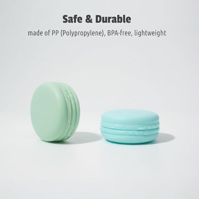 4pc Small Discreet Pill Organizer for Purse & Pocket, Cute Macaron Shaped Pill Case, Lightweight Daily Vitamin Box, Funny Airtight Moistureproof Medicine Container