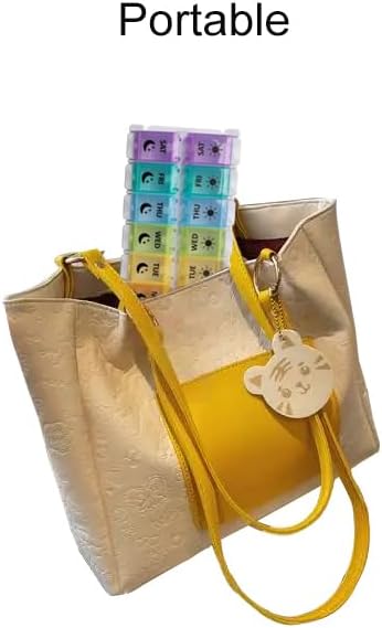 Extra Large Weekly AM/PM Pill Organizer with Spring Open Design,7-Day Medicine Box with Push Button, Pill Planner with Rainbow Colores lids,Portable Pill Case and Large Compartment for Travel.