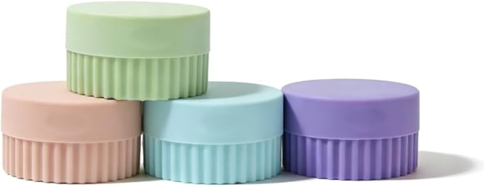4pc Soft Silicone Pill Organizer, Small Compact Pill Case for Purse, Portable Jewelry Holder, Color-Coded Medicine & Vitamin Box (BGPP)