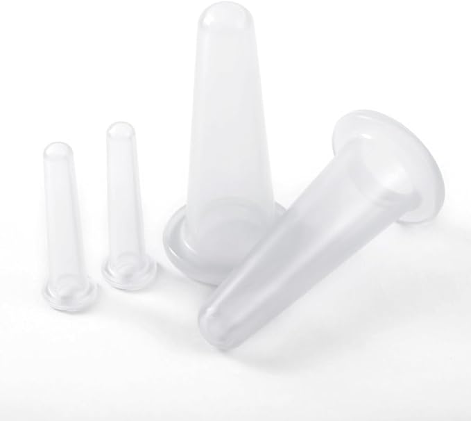 BWESOO 4Pcs Transparent Massage Cupping Set Silicone Mini Facial Cups Face Massager Helper Skin Care Neck Back Eyes Massaging Cup Safe to Use, Don't Worry About Burns Health Care Products