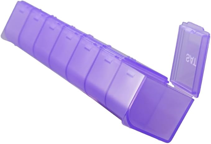 EZY DOSE Weekly (7-Day) Daily Pill Case, Medicine Planner, Vitamin Organizer, Supplement Container, Convenient and Easy to Use, Large Compartments, Travel Friendly, Purple, Made in the USA, BPA Free