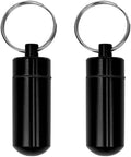 AKOAK 2 Pcs Colorful Round Aluminum Alloy Pill Bottle, Emergency Jar, Waterproof Outdoor Travel Portable Pill Bottle Key Chain (Balck)
