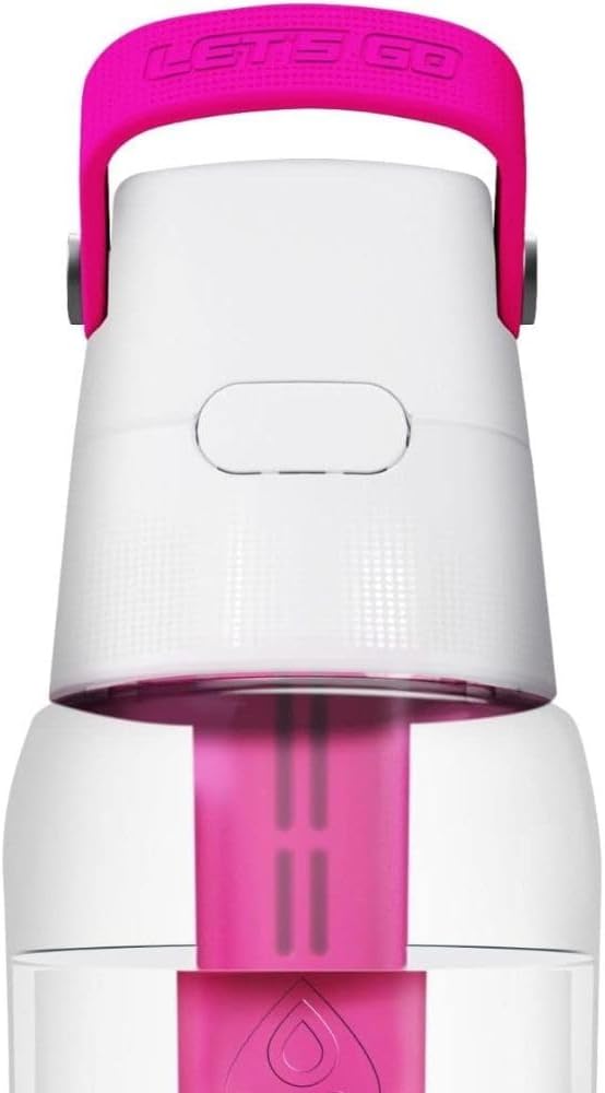 Dafi Filtered Water Bottle with Straw 17 oz - Sports Water Bottle Reusable with Carbon Filter for Gym, Travel, Daily Use - Leakproof, BPA-Free with Hypoallergenic Mouthpiece & Carrying Handle - Pink
