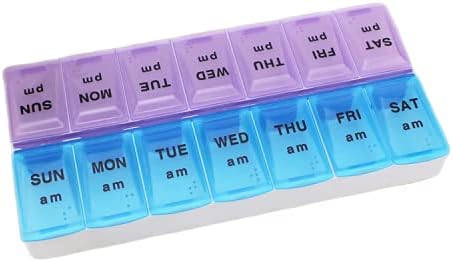 SJK Pill Organizer 2 Times a Day, Weekly Pill Box 2 Per Day, AM PM Pill Case, Day Night Pill Container 7 Day, Vitamin Case Twice a Day