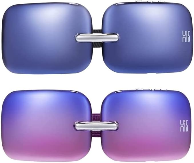 Master Massage E10 Eye Massager Heat & Vibration Relieves Migraines,Dark Circles, Puffiness. Ultra Lightweight, Chic & Stylish, Improve Eye Circulation, Dry Eye, Heated for Eye Relax - Purple+ Blue