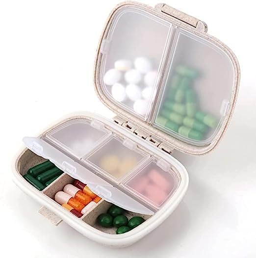 > Daily Pill Organizer, 8 Compartments Portable Pill Case,Travel Pill Box to Hold Medicines & Vitamins