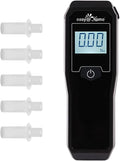 Easy@Home Breathalyzer, Professional-Grade Portable Fuel Cell Breath Alcohol Tester, Personal BAC Level Tracker Color Backlit Digital Notifications, 5 mouthpieces EAT-05FL