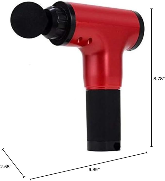 Hand held Electric Quiet Muscle Massage Gun deep Relaxation Massage Body Four Kinds of Massage Head Cordless Percussion Massager Relieve Muscle Pain and Tension (Red)