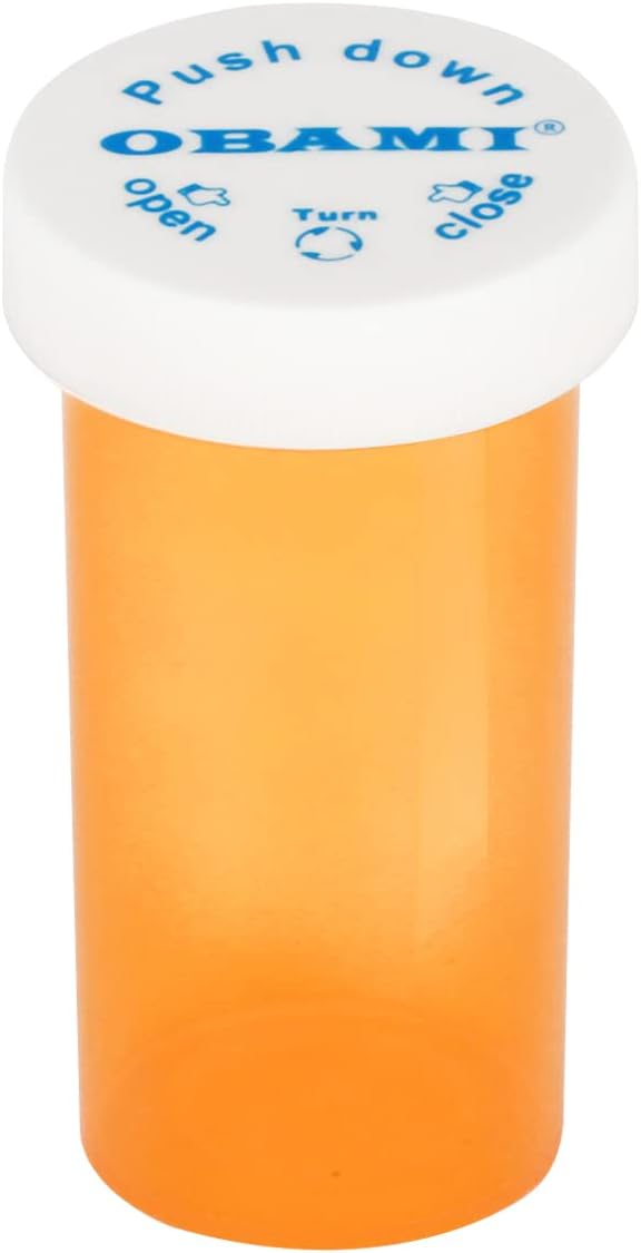 Plastic Medicine Pill Bottles with Child Resistant Caps - Push Down and Turn - Prescription Vial, Medicine Container, Pill Cases Dispenser Organizers (12pcs, 13 Dram)