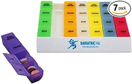 BariatricPal Jumbo 24/7 4 Times a Day Vitamin & Pill Organizer with Removable Daily Pill Boxes in Organizer Tray