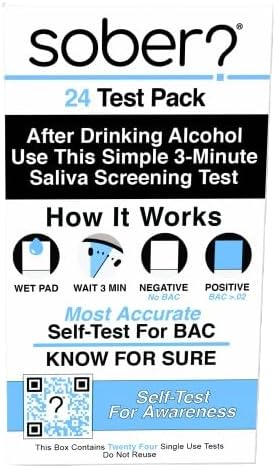 FDA Cleared Saliva Alcohol Test Strip, Highly Accurate BAC Self‑Test, 2–3 Minute Results, Portable & Discreet Sober Test Anywhere (24 Pack)