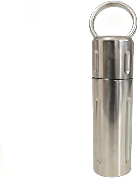 Titanium Large Size Keychain Pill Holder Pill Container with Carabiner Pill Case, Portable Pill Case for Purse, Backpack, Keyring Watertight Travel Pill Container for Medicine