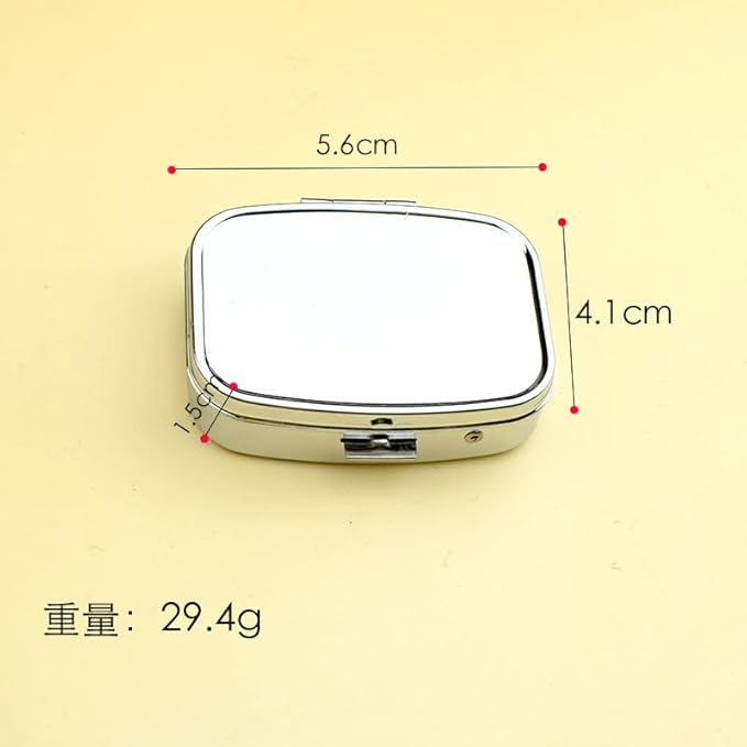 Custom Square Pill Case with Mirror, Personalized Pill Box Add Your Own Logo Text Picture Customized Tablet Vitamin Holder Organizer for Purse Pocket Travel Gifts