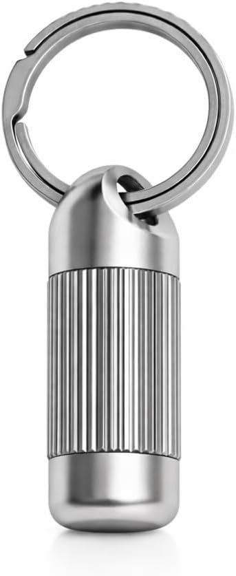 Keychain Pill Holder, Titanium Keychain Pill Case, Durable Small Pill Case Keychain, Waterproof Keychain Pill Holder Organizer Pocket Mini Pill Bottle Key Ring - Tiny