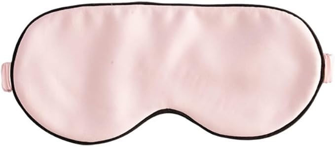 100% Mulberry Silk Sleep Mask for Women/Men Airplane Travel, Pure 22 Momme Silk Eye Mask Blackout for Sleeping, Ajustable, Luxury, Anti Wrinkle, Anti Aging Silk Blindfold, Made in USA (Pink)