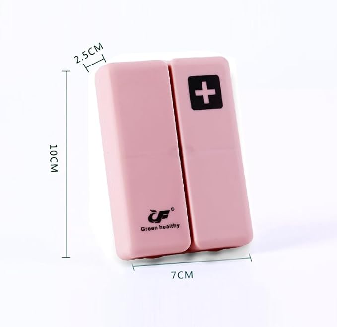 Daily Magnetic Pill Box Organizer, 7 Tray Travel Size Medicine Case Container, Cute Small Pocket Pill Dispenser Capsule Reminder Tracker for Medication, Fish Oil, Supplement, Tablets, Pink