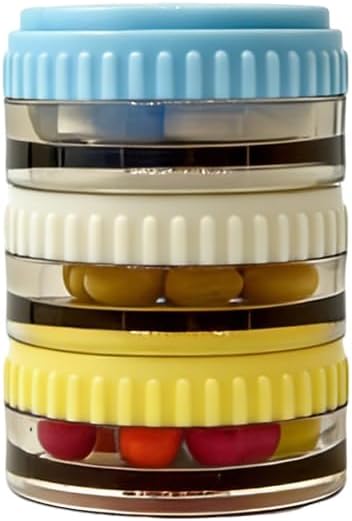 Stackable Magnetic Pill Case, Small Pill Box with Screw Cap, Moistureproof Pill Dispenser, Compact Medication & Vitamin Organizer
