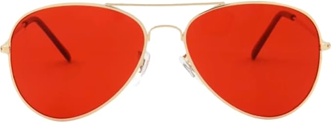 Aviator Style Color Therapy Glasses – Gold Metal Frame, UV400 Protection, Metal Hinges, Silicone Nose Pads – 10 Colors