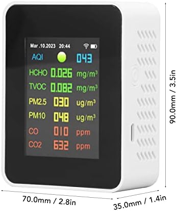 Indoor Air Quality Monitor with Color LCD Display Real Time Detector for PM2.5 CO2 HCHO Temperature and Humidity
