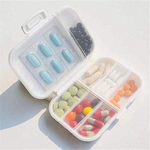 Small Weekly Pill Case -Cute Cactus and Flowers Travel Pill Organizer Box for Travel Safe Plastic Material 7 Small and 1 Large-Compartment