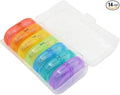 Portable Pill Organizer for Travel, 7-Day Pill Case with 14 Compartments, Pill Holder for Vitamins & Medication, Leak-Proof & Compact Design (White Shell with Color Grid, 1PC)