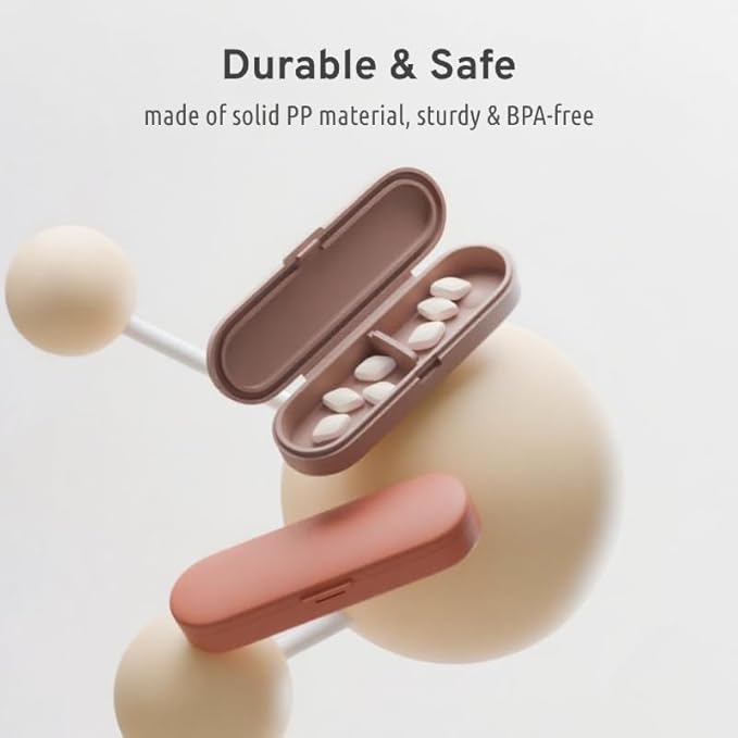 4pc Mini Pill Case for Purse, Tiny Pill Box for Pocket, Very Small Pill Dispenser, Extra Slim Pill Holder, Super Thin Magnetic Pill Pod (1 Compartment)