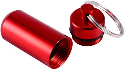Portable Pill Box Keychain Aluminium Alloy Mini Pill Organizer Case Container for Purse,Waterproof Metal Pill Holder Medicine Bottle for Outdoor Camping Travel