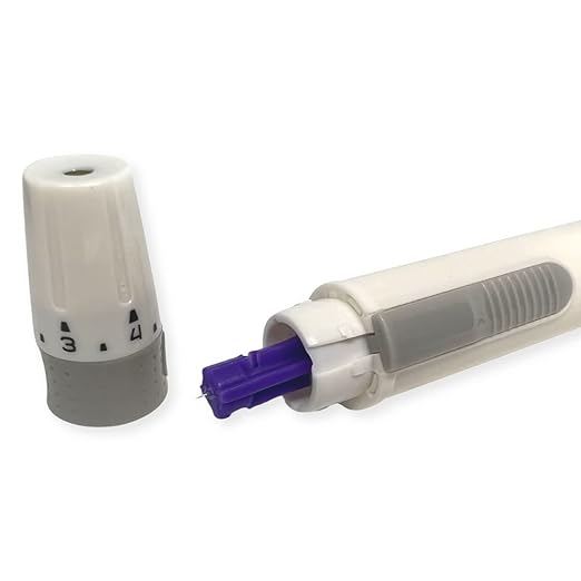 One Step Lancing Device & 100 x 30 Gauge Twist Top Lancets, Blood Sampling Pen, 5 Depth Settings, Gluco Sugar Level Testing, Less Pain and Ejector