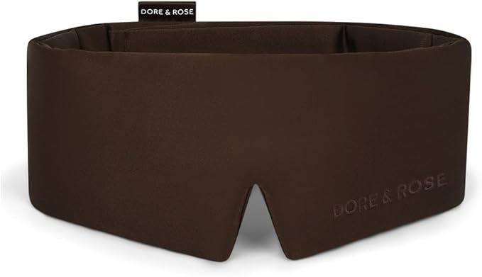 Dore & Rose Deep Sleep Mask Light Blocking, 23 Momme Mulberry Silk Eye Mask, Ultra Soft, Adjustable - Travel Sleeping Mask for Men & Women (Dark Brown)