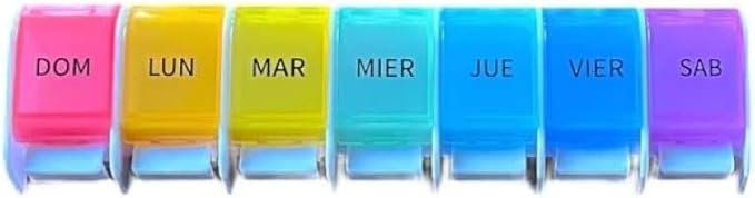 Healthaccessories Spanish 7 Day Once-a Day Weekly Pill Planner Organizer - Large Compartment Pill Boxes Store Medications for Entire Week. Easy See Through. para un semana