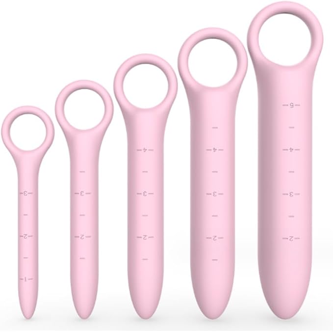 Silicone Dilators for Pelvic Floor for Women with Fine Scales, 5-Pack Pink with Storage Bag, Pelvic Wand Massager, Pelvic Floor Muscle Trainer, Pelvic Floor Strengthening Device