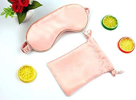 HappyDaily Silk Sleep Mask Set with Luxury Travel Pouch and Boxed Ear Plug - Soft and Comfortable Eye Shade Eye Cover for Full Night Sleep,Nap,Travel (Pink)