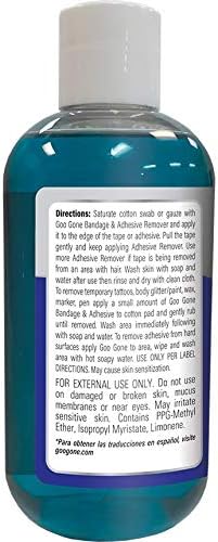 Goo Gone Bandage Adhesive Remover for Skin - Safe and Pain Free Removal for Sticky Residue from Continuous Glucose Monitors, KT Tape, Medical Tape, Heart Rate Monitors, Insulin Pumps, 8 oz (Pack of 2)