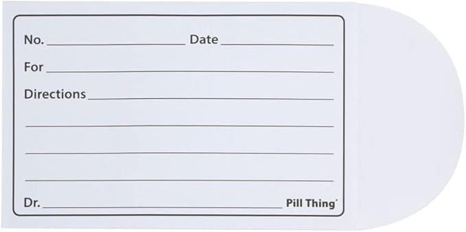 Printed Pill Envelope with Peel and Seal Pressure Closure - 3.5" x 2.5", Easy to Fill, Holds Variety of Pill Sizes (100)