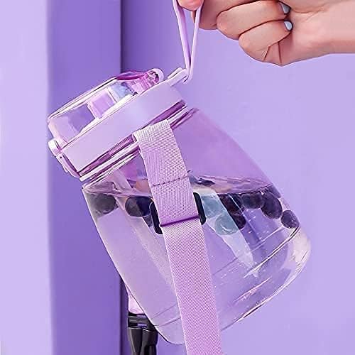 Kawaii Water Bottle with Straw 45oz with Two Ways to Dinking Modern Cute Water Jug With Strap for Women/Teen Girl/School, Purple