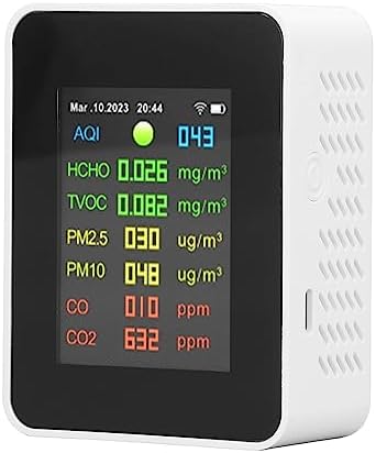Indoor Air Quality Monitor with Color LCD Display Real Time Detector for PM2.5 CO2 HCHO Temperature and Humidity