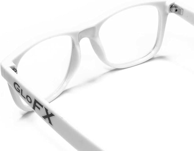 GloFX Ultimate Diffraction Glasses - White - 3D Prism Rainbow Effect - Great Edm, Festival, Concert, Fireworks, Christmas Lights, and Rave Accessory - White Frames