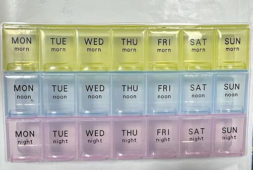 Large Weekly Pill Organizer 3 Times A Day, Moisture-Proof 7 Day Pill Box, Travel Pill Cases Portable for Pills Vitamin Fish Oil Supplements,Medicine Cases