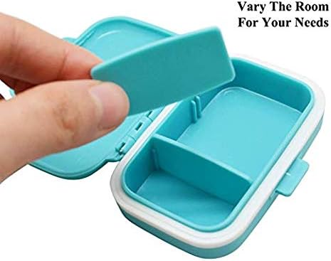 Small Pill Box Supplement Case for Pocket or Purse - 3 Removable Compartments Travel Medication Carry Case - Daily Vitamin Organizer Box (Pink+White+Blue+Green)