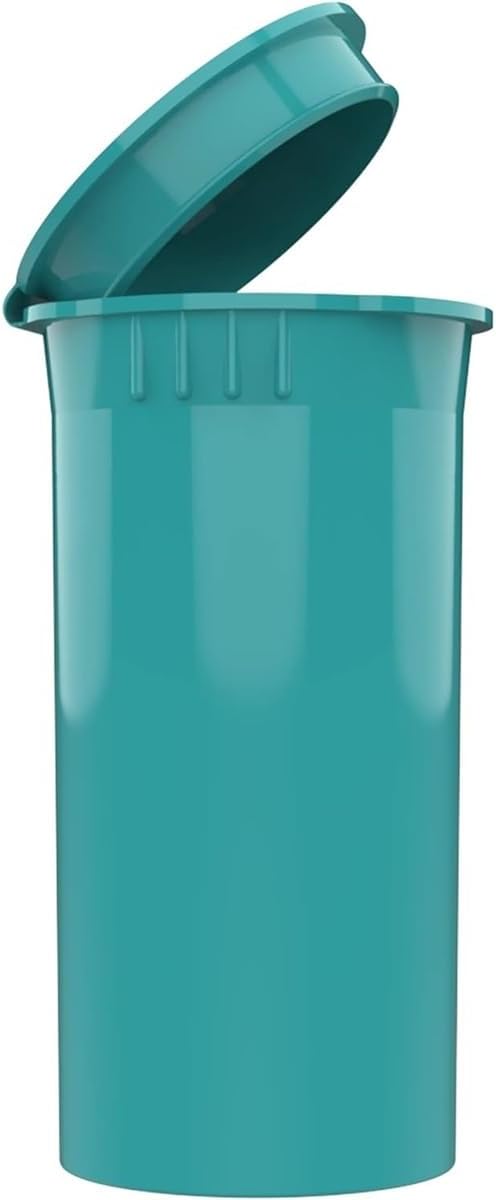 Multi-Use Airtight Empty Pill Bottles with Hinged Lids, 13 Dram Plastic Bottle Organizer for Supplements, Vitamins & Medicines, 12 Pack (Aqua Opaque)