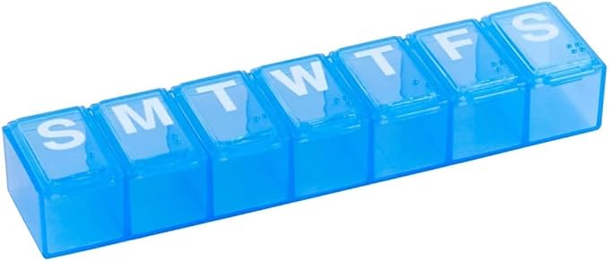 Ezy Dose Weekly (7 Day) Pill Organizer Case, Medium Compartment Vitamin and Medicine Box, Easy to Use (Medium - 2 Pack - Colors Vary)