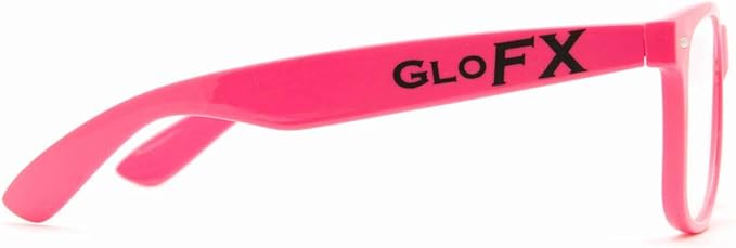 GloFX Ultimate Diffraction Glasses - Pink - 3D Prism Rainbow Effect - Great Edm, Festival, Concert, Fireworks, Christmas Lights, and Rave Accessory - Pink Frames