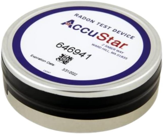Radon Gas Test Kit AccuStar Charcoal Short Term 48-96 Hour Test