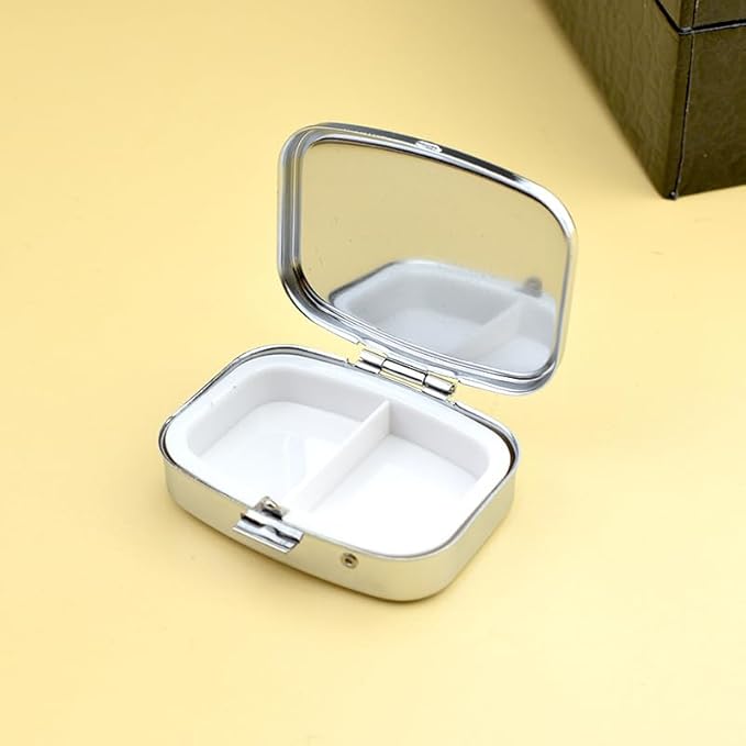 Custom Square Pill Case with Mirror, Personalized Pill Box Add Your Own Logo Text Picture Customized Tablet Vitamin Holder Organizer for Purse Pocket Travel Gifts