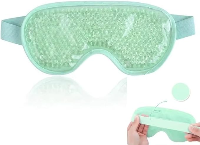 Adjustable Gel Eye Mask for Hot & Cold Therapy – Cooling & Heated Eye Pack for Puffy Eyes, Dry Eyes, Headache Relief & Relaxation, Green (Pack of 2)