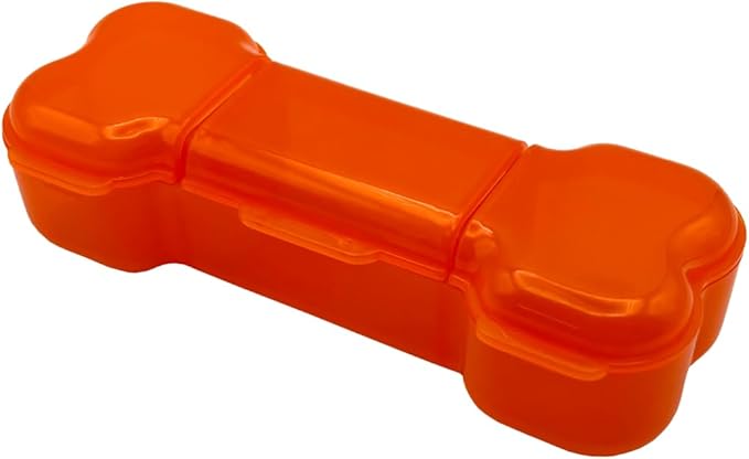 EZY DOSE Dog Bone Pill Case, Medicine Planner, Vitamin Organizer Box, Weekly Dispenser for Daily Doses, 3 Individually Large Compartments, Convenient and Easy to Use, Pet Friendly, Orange, BPA Free