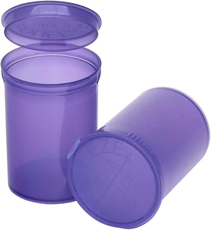 Multi-Use Airtight Empty Pill Bottles with Hinged Lids, 30 Dram Plastic Bottle Organizer for Supplements, Vitamins & Medicines, 12 Pack (Violet Translucent)