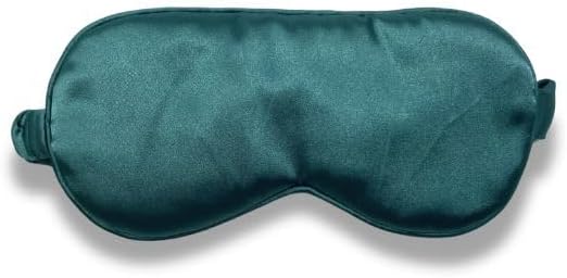 Funky Junque Adjustable Satin Sleep Mask Filled Eye Mask Blindfold for Women, Ultra Lightweight, Blocks Light, Soft, Ideal for Home, Travel, Meditation - Teal