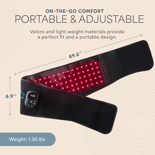 Lifepro Red Light Therapy Belt – Allevared Infrared Red Light Therapy for Body, Back Pain and Shoulder - 660nm & 850nm Near Infrared Heating Pad – Adjustable & Portable for Wellness & Relaxation